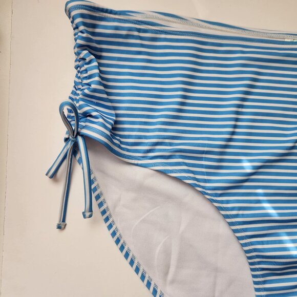 Outdoor Oasis 2X Plus Size High-Waisted Swim Bottoms Blue White Striped NWOT - Picture 5 of 13